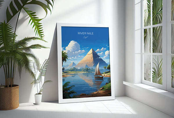 River Nile Travel Poster, Travel Print of River Nile, Egypt Art Lovers Gift, River Nile Wall Art