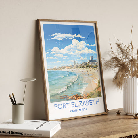 Port Elizabeth Travel Print, Travel Poster of Port Elizabeth, Port Elizabeth Art Lovers Gift, South Africa Gift, Wall Art Print
