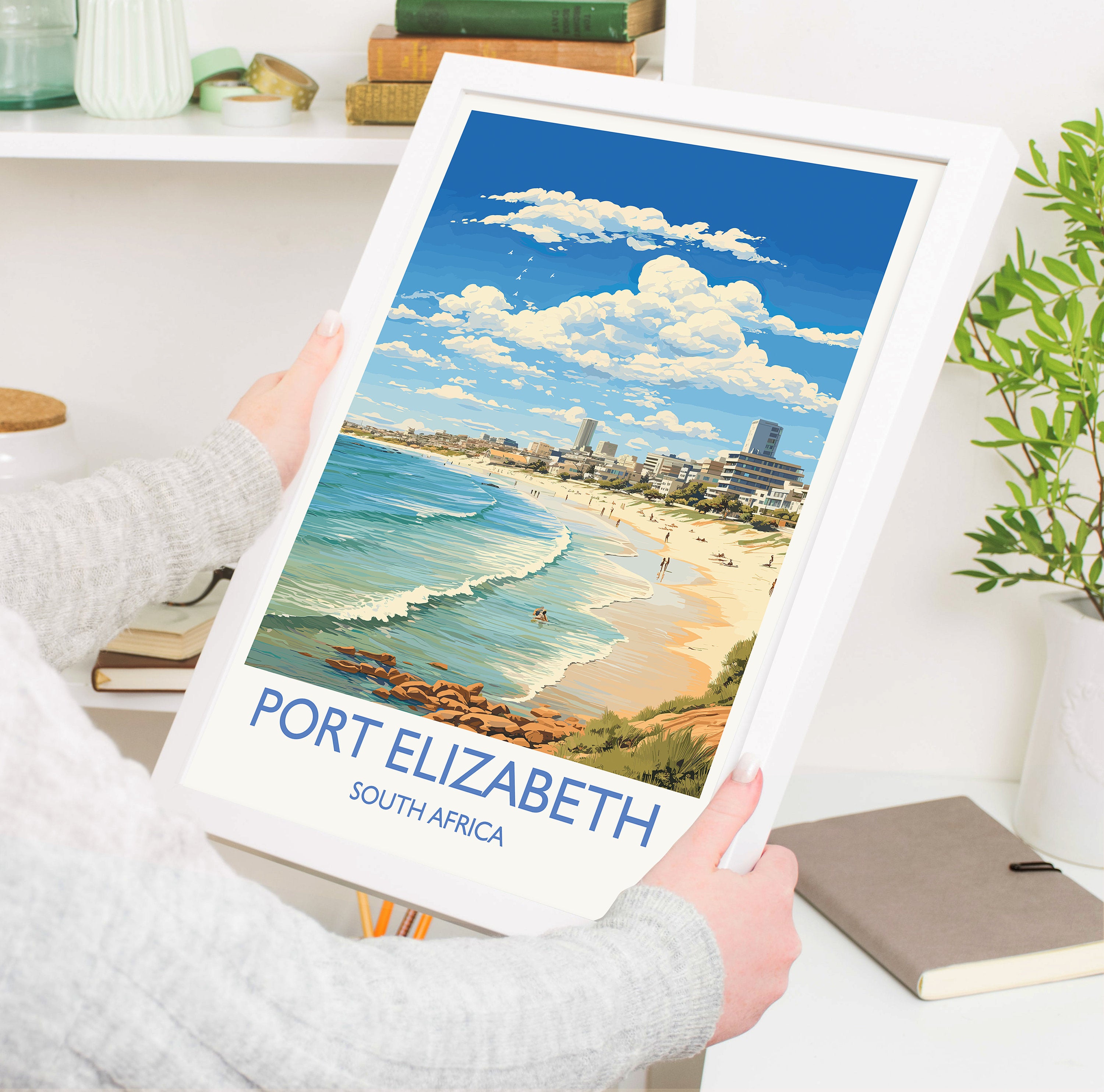 Port Elizabeth Travel Print, Travel Poster of Port Elizabeth, Port Elizabeth Art Lovers Gift, South Africa Gift, Wall Art Print
