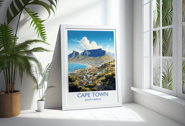 Cape Town Travel Print, Travel Poster of Cape Town,Cape Town Art Lovers Gift, South Africa Gift, Wall Art Print