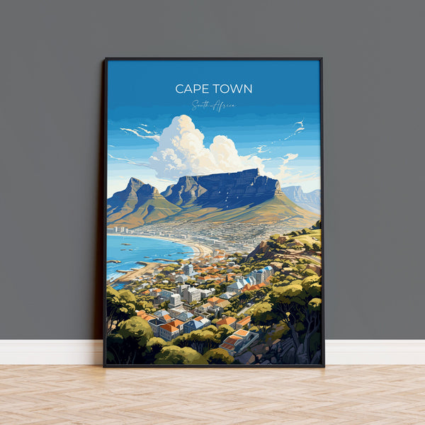 Cape Town Travel Poster, Travel Print of Cape Town,Cape Town Art Lovers Gift, South Africa Gift, Wall Art Print