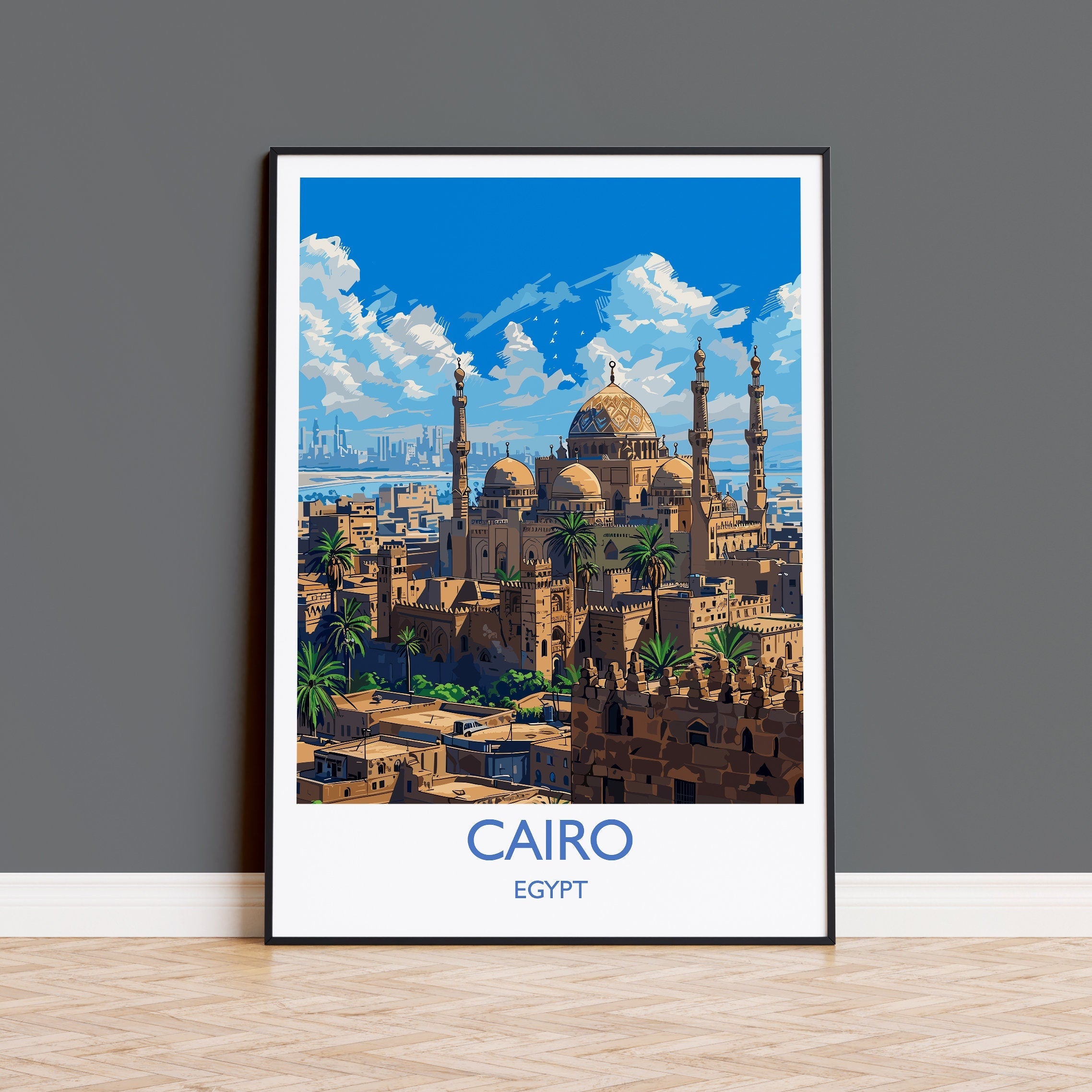 Cairo Travel Print, Travel Poster of Cairo, Egypt Art Lovers Gift, Cairo Wall Art NQ Media Designs