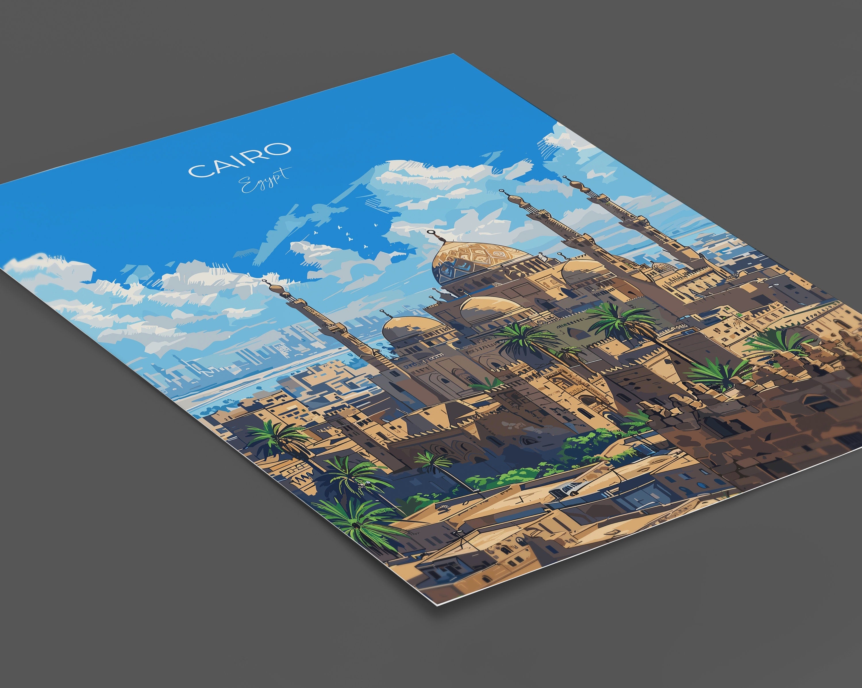 Cairo Travel Poster, Travel Print of Cairo, Egypt Art Lovers Gift, Cairo Wall Art NQ Media Designs