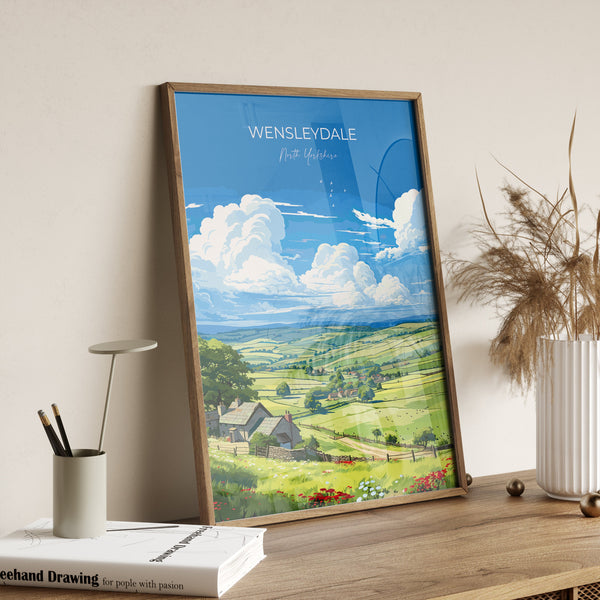Wensleydale Travel Print Wall Art, Travel Poster of Wensleydale, Wensleydale Art Gift, English Countryside Art Lovers Gift,