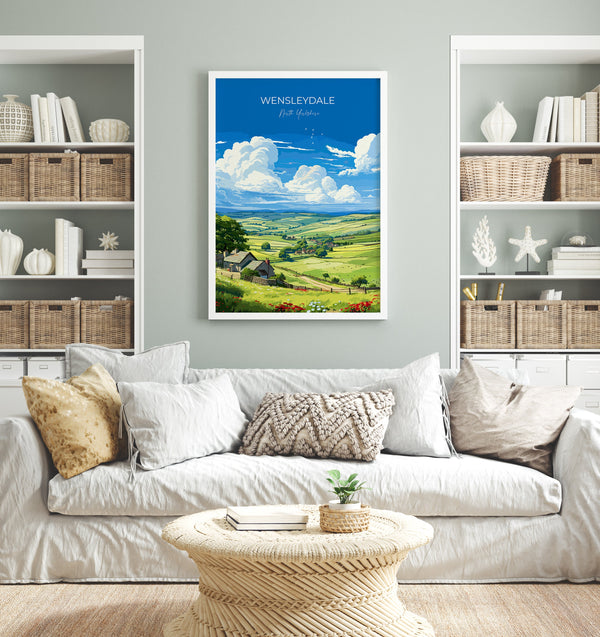 Wensleydale Travel Print Wall Art, Travel Poster of Wensleydale, Wensleydale Art Gift, English Countryside Art Lovers Gift,