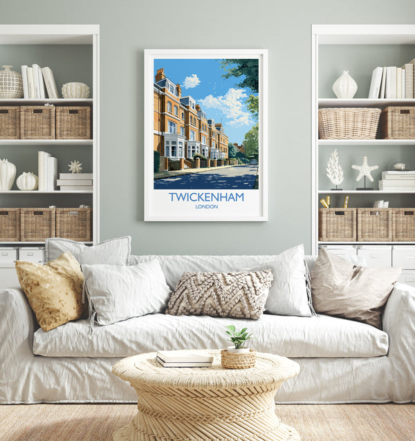 Twickenham Travel Print, Travel Poster of Twickenham, London,England, London Art Lovers Gift, Wall Art Print