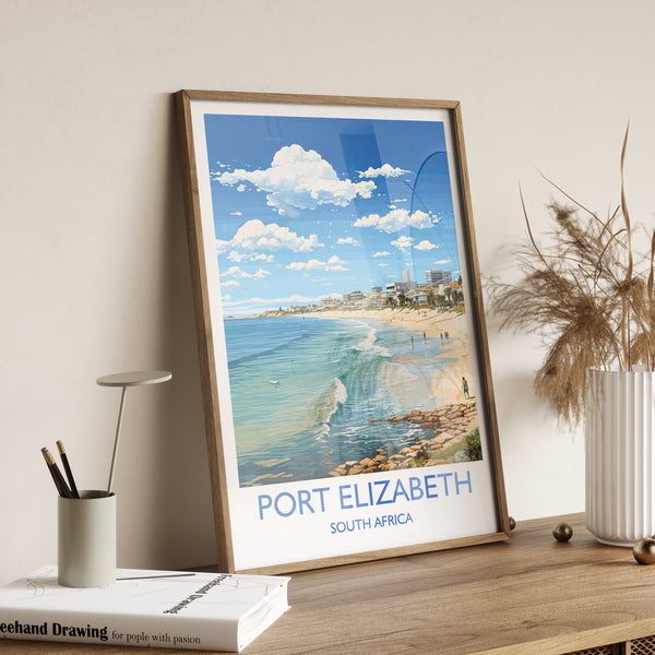 Port Elizabeth Travel Print, Travel Poster of Port Elizabeth, Port Elizabeth Art Lovers Gift, South Africa Gift, Wall Art Print