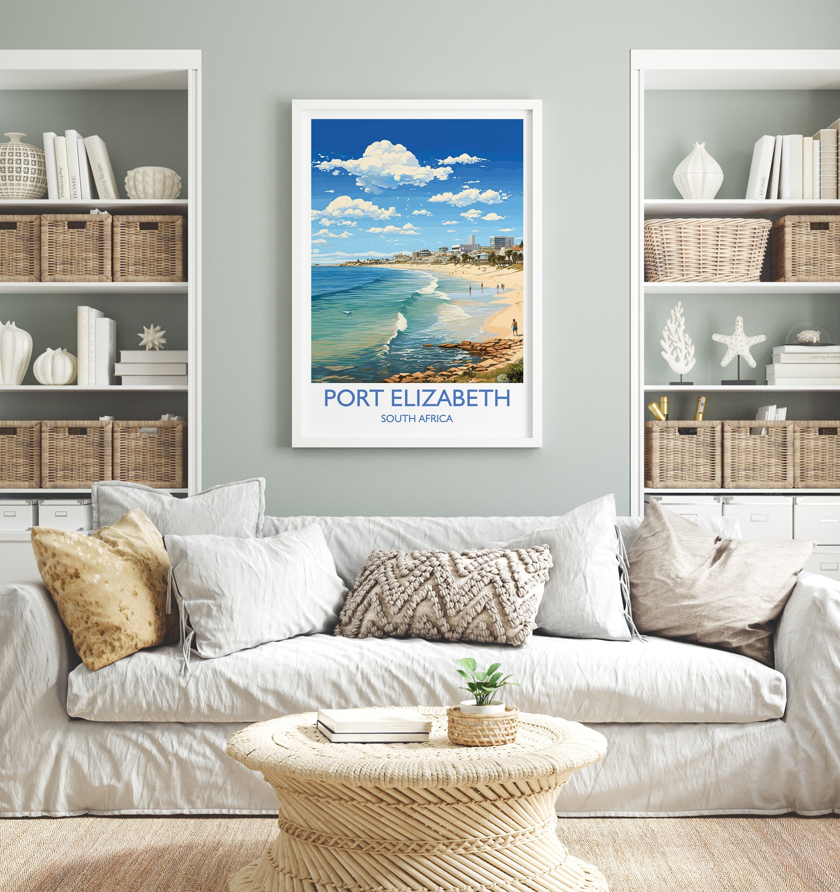 Port Elizabeth Travel Print, Travel Poster of Port Elizabeth, Port Elizabeth Art Lovers Gift, South Africa Gift, Wall Art Print NQ Media Designs