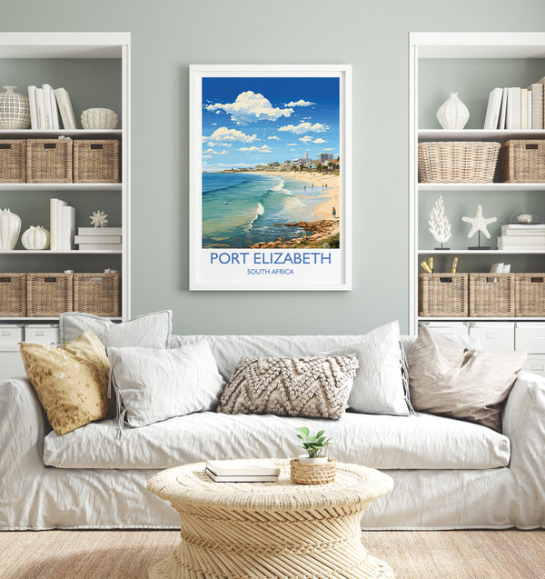 Port Elizabeth Travel Print, Travel Poster of Port Elizabeth, Port Elizabeth Art Lovers Gift, South Africa Gift, Wall Art Print
