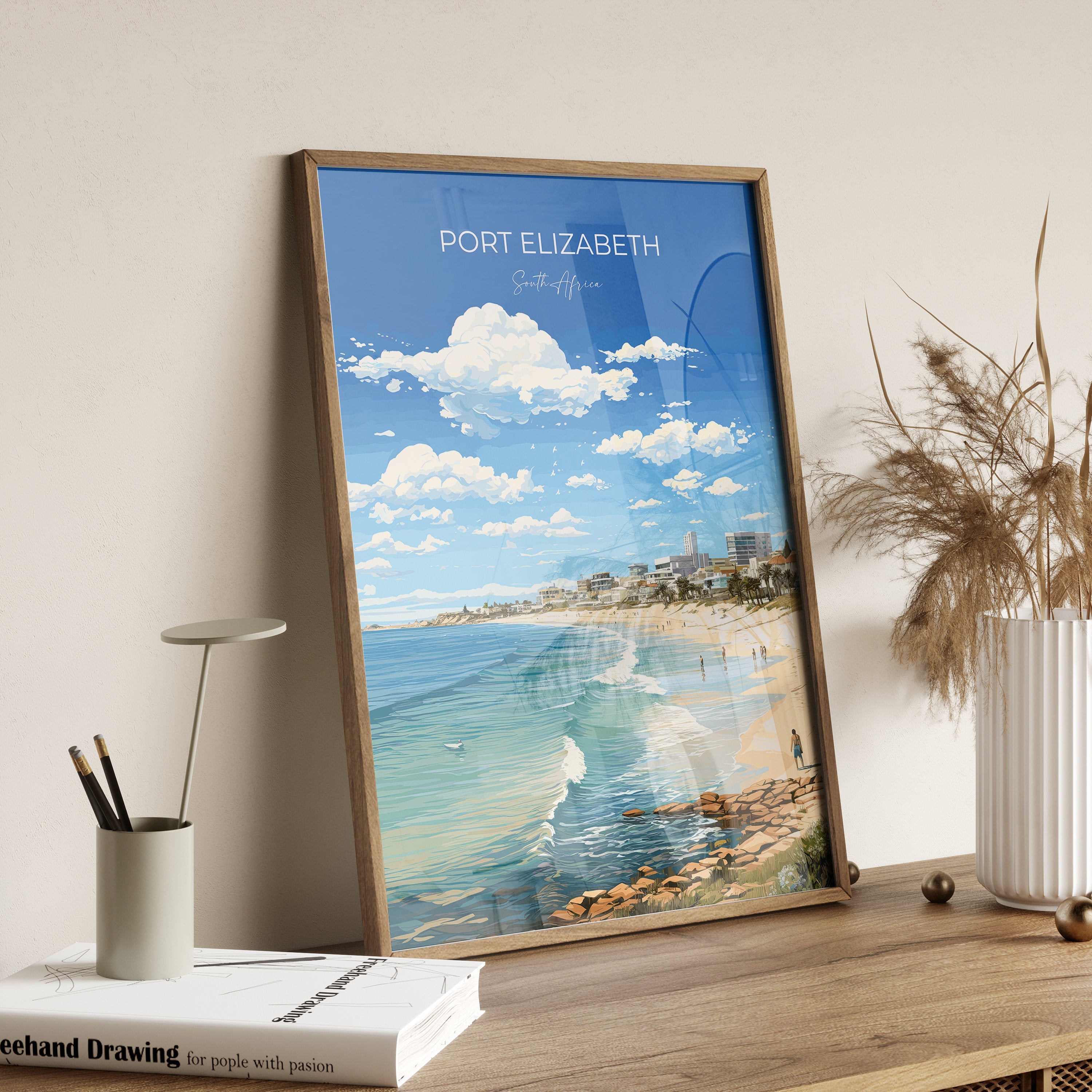 Port Elizabeth Travel Poster, Travel Print of Port Elizabeth, Port Elizabeth Art Lovers Gift, South Africa Gift, Wall Art Print NQ Media Designs
