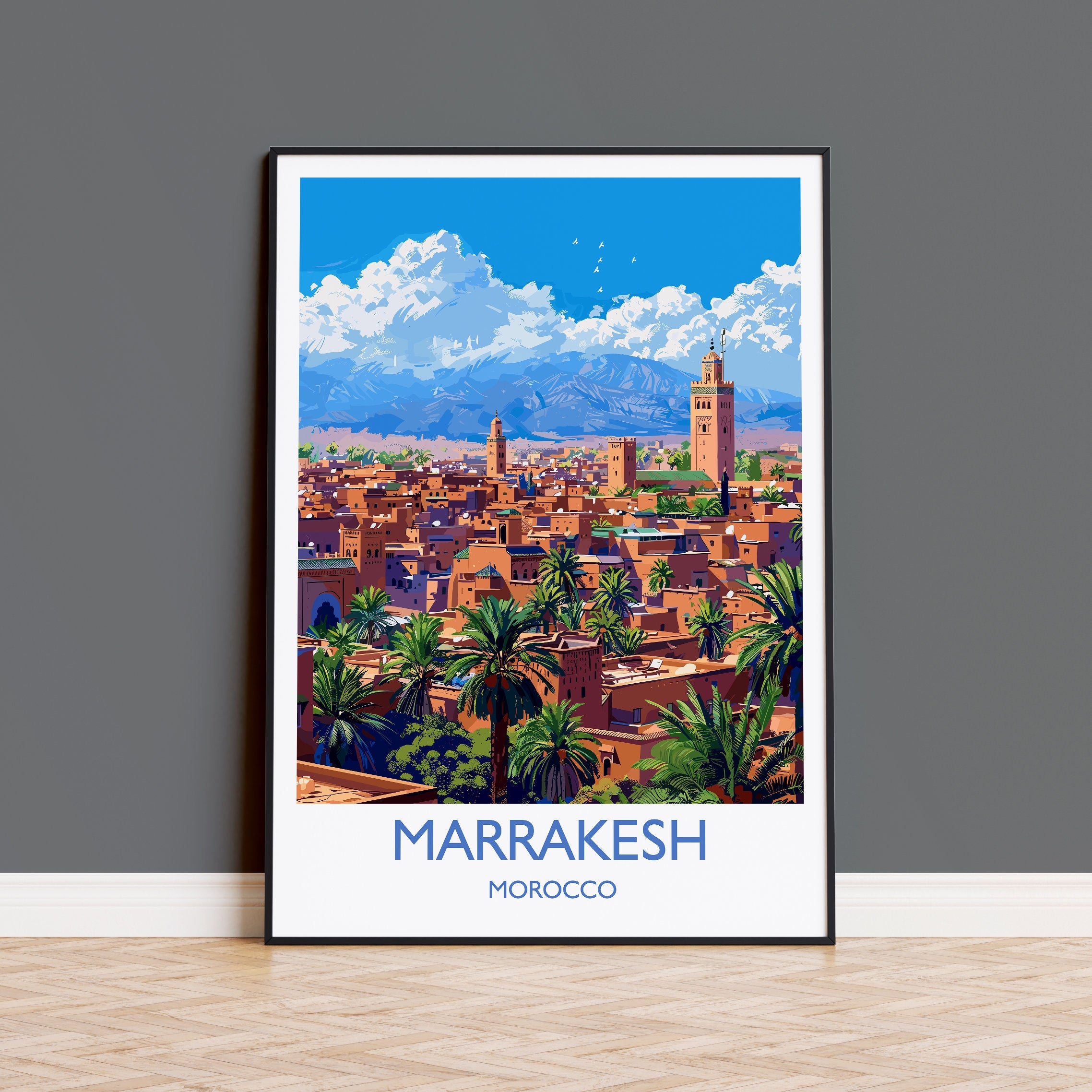 Marrakesh Travel Print Wall Art, Travel Poster of Marrakesh, Marrakesh Art Lovers Gift, Morocco Wall Art NQ Media Designs