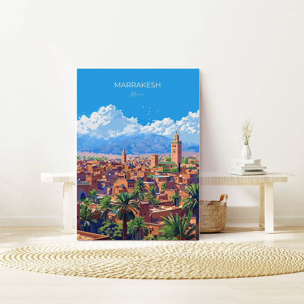 Marrakesh Travel Poster Wall Art, Travel Print of Marrakesh, Marrakesh Art Lovers Gift, Morocco Wall Art