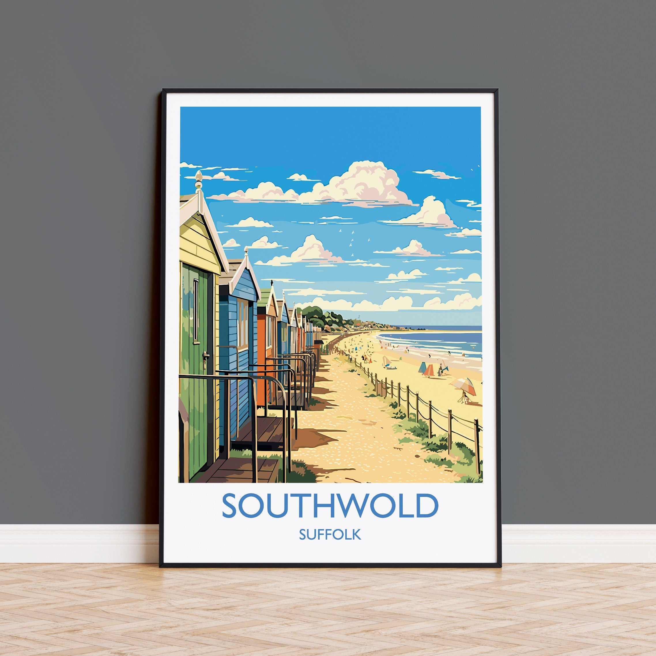 Southwold Travel Print, Travel Poster of Southwold , Southwold Art Lovers Gift, Suffolk Coast Wall Art NQ Media Designs