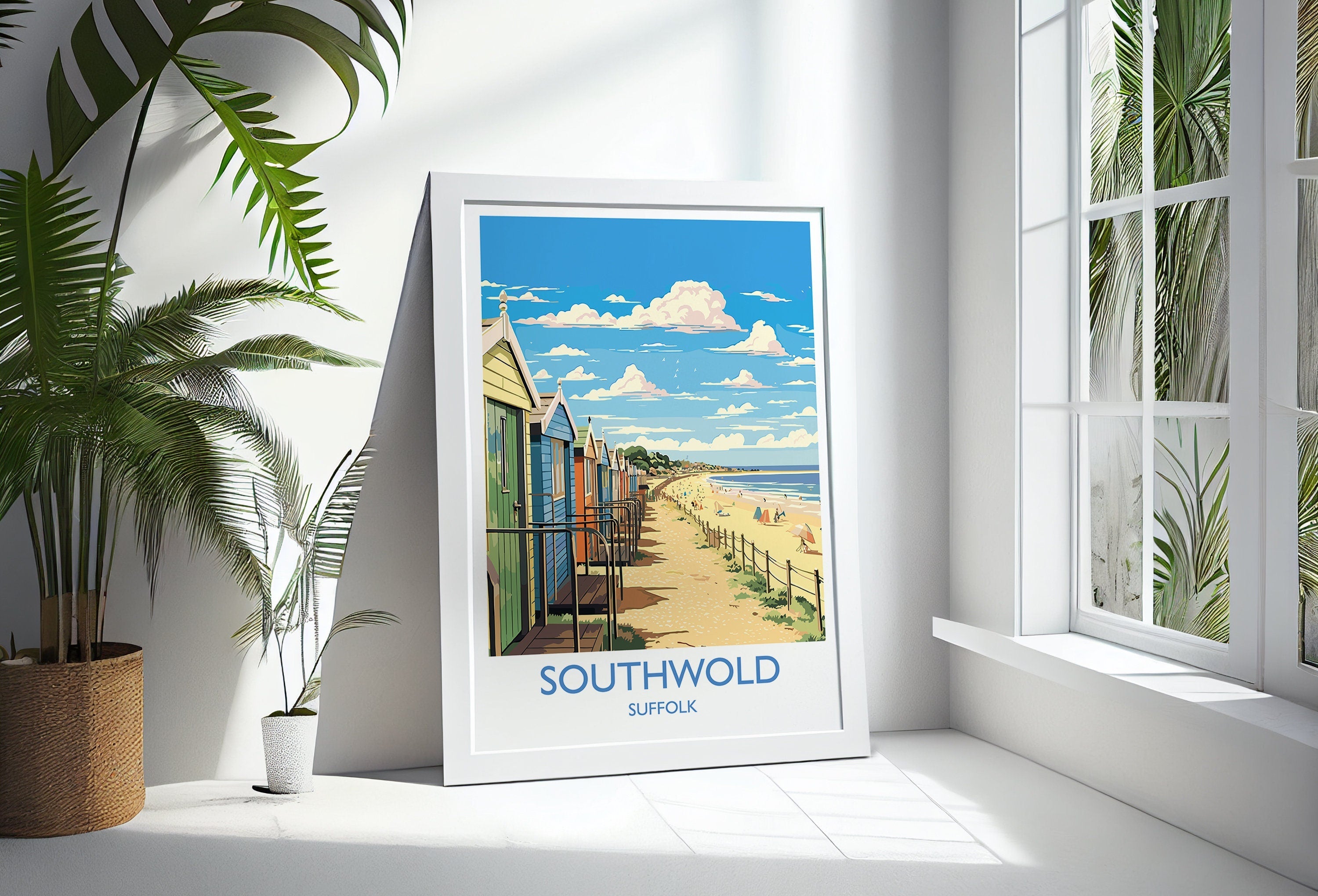 Southwold Travel Print, Travel Poster of Southwold , Southwold Art Lovers Gift, Suffolk Coast Wall Art NQ Media Designs
