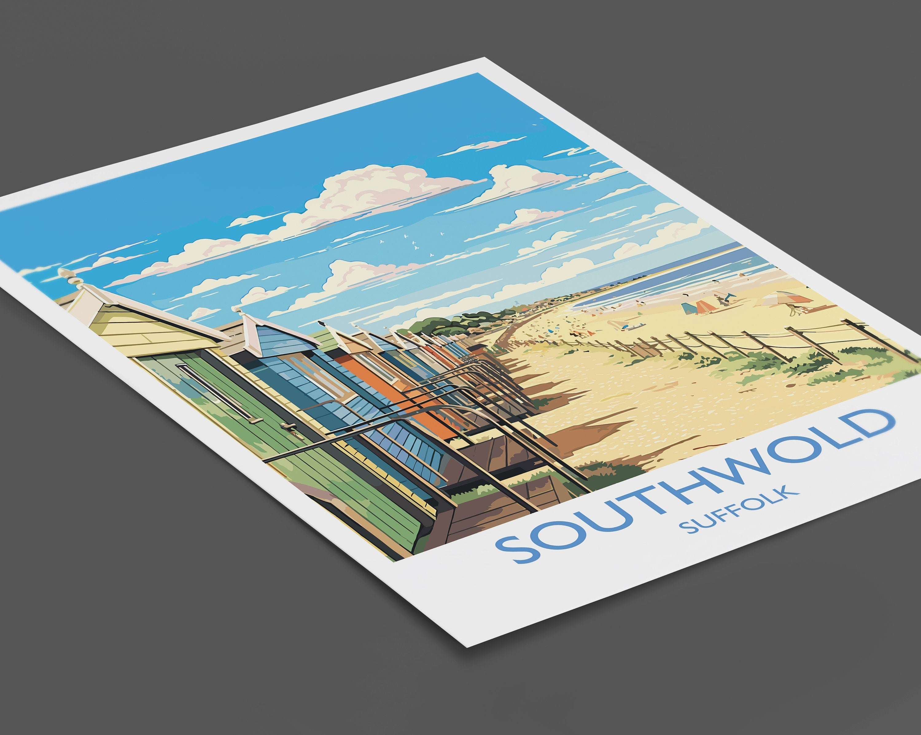 Southwold Travel Print, Travel Poster of Southwold , Southwold Art Lovers Gift, Suffolk Coast Wall Art NQ Media Designs