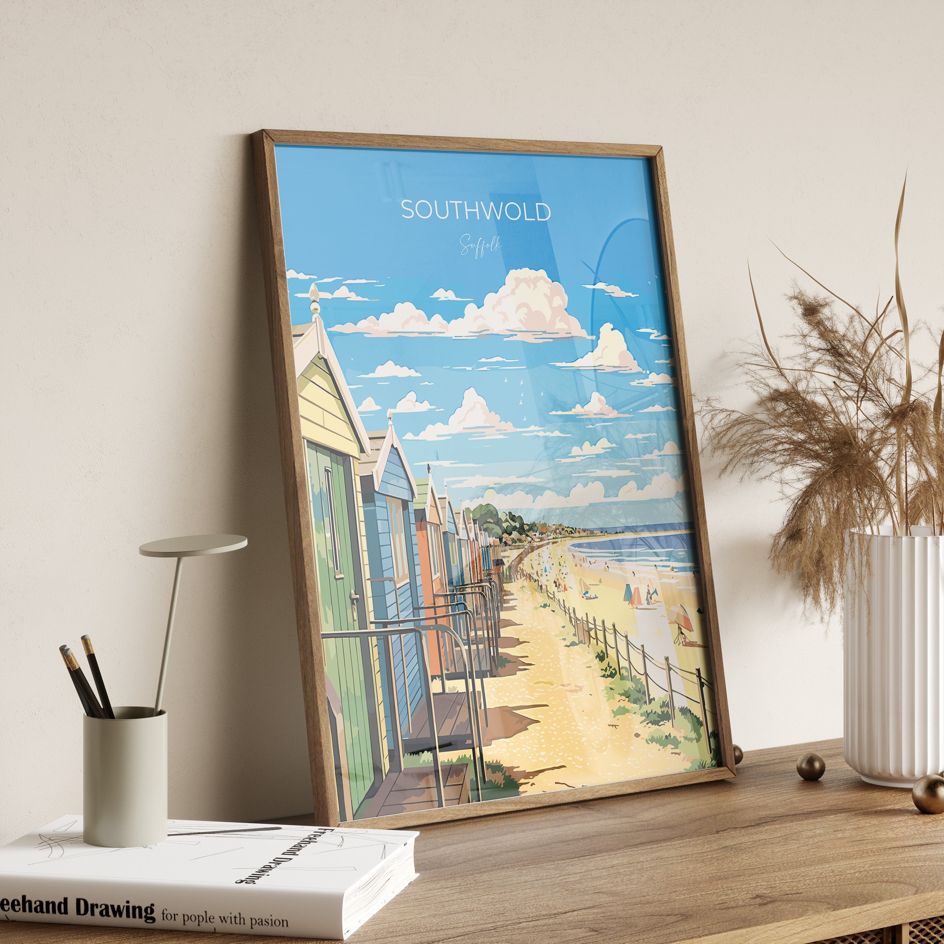 Southwold Travel Poster, Travel Print of Southwold, Southwold Art Lovers Gift, Suffolk Coast Wall Art NQ Media Designs