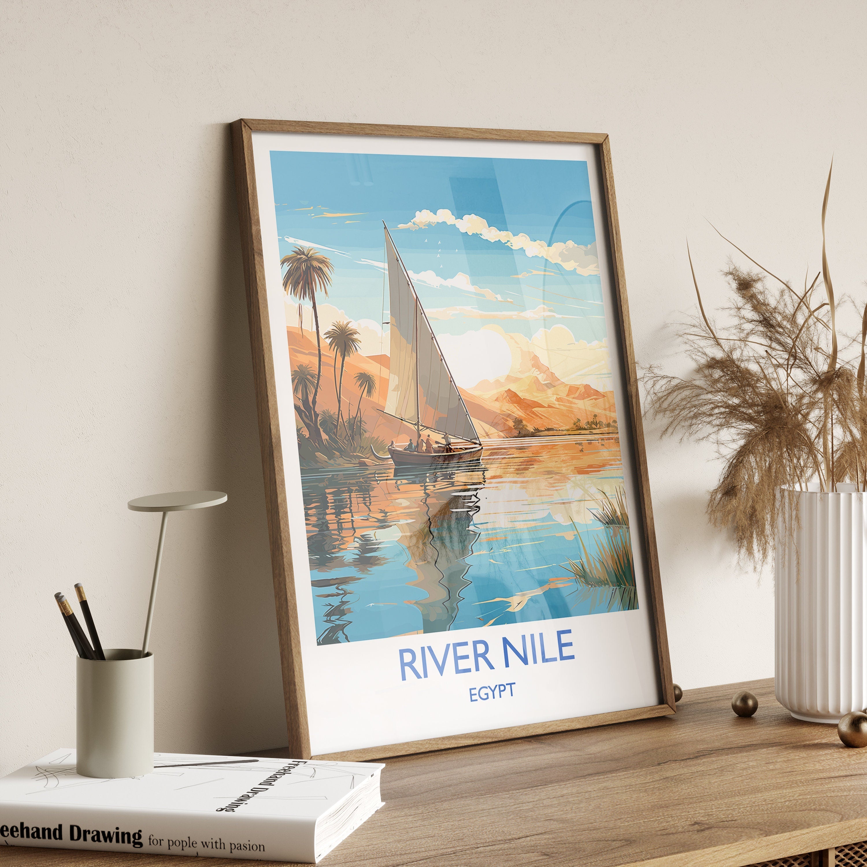 River Nile Travel Print, Travel Poster of River Nile, Egypt Art Lovers Gift, River Nile Wall Art NQ Media Designs