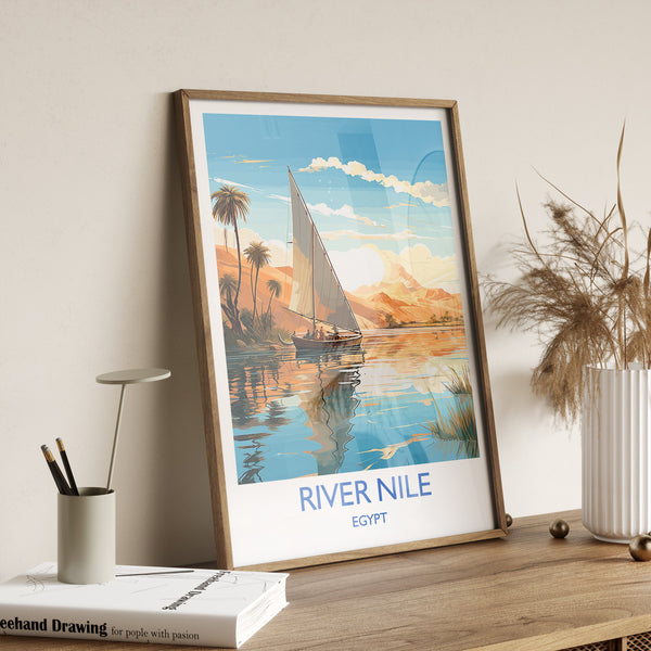River Nile Travel Print, Travel Poster of River Nile, Egypt Art Lovers Gift, River Nile Wall Art