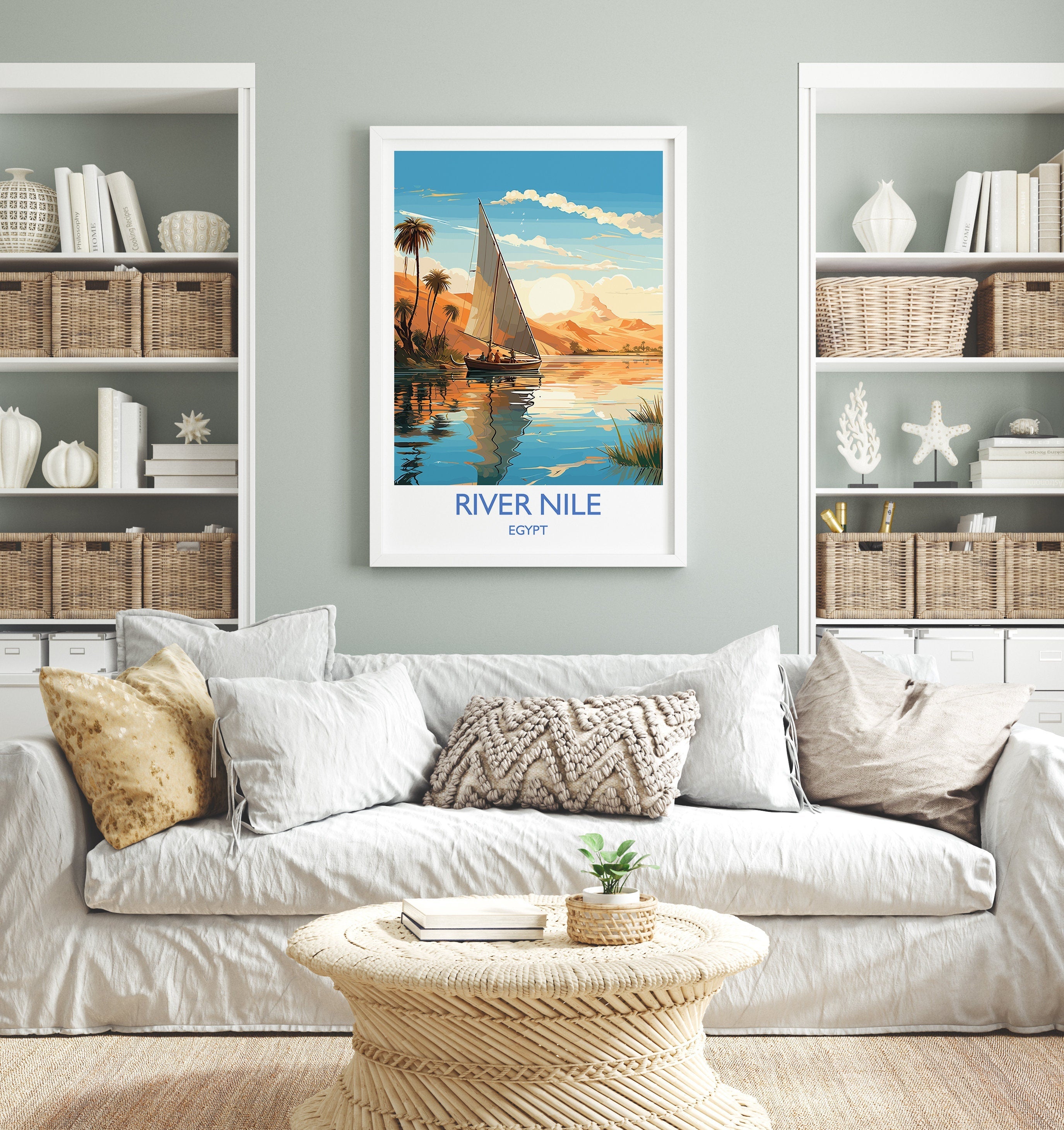 River Nile Travel Print, Travel Poster of River Nile, Egypt Art Lovers Gift, River Nile Wall Art NQ Media Designs