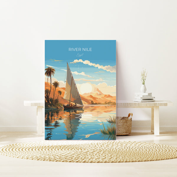 River Nile Travel Poster, Travel Print of River Nile, Egypt Art Lovers Gift, River Nile Wall Art