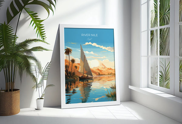River Nile Travel Poster, Travel Print of River Nile, Egypt Art Lovers Gift, River Nile Wall Art