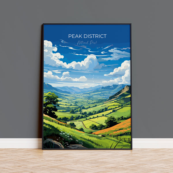Peak District Travel Poster Wall Art, Travel Print of Peak District, Peak District Art Lovers Gift, English Countryside