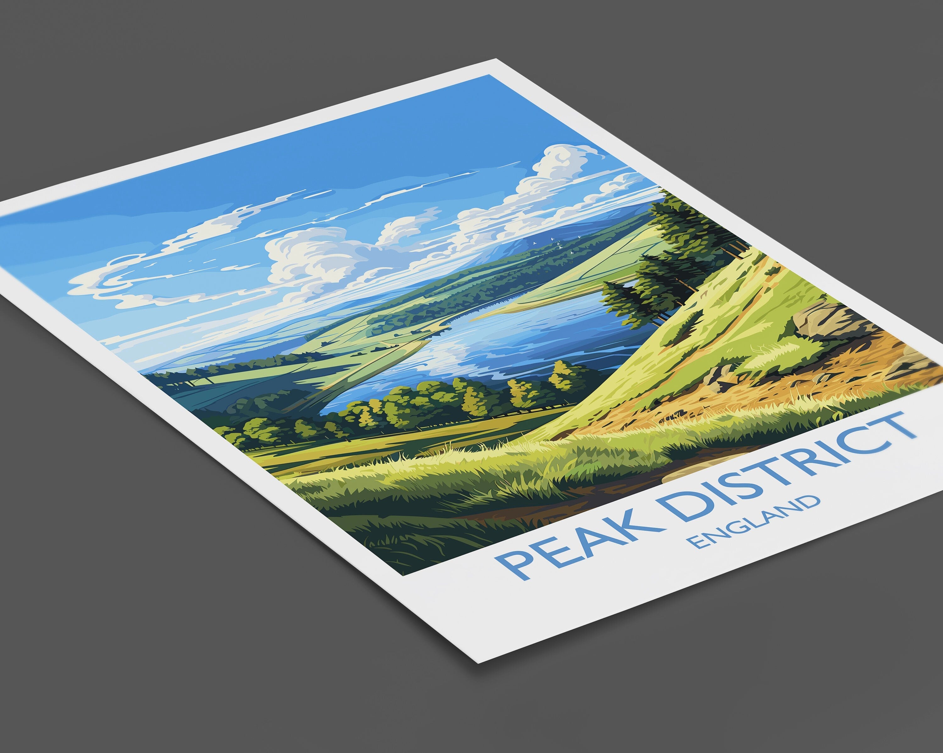Peak District Travel Print Wall Art, Travel Poster of Peak District, Peak District Art Lovers Gift, English Countryside NQ Media Designs