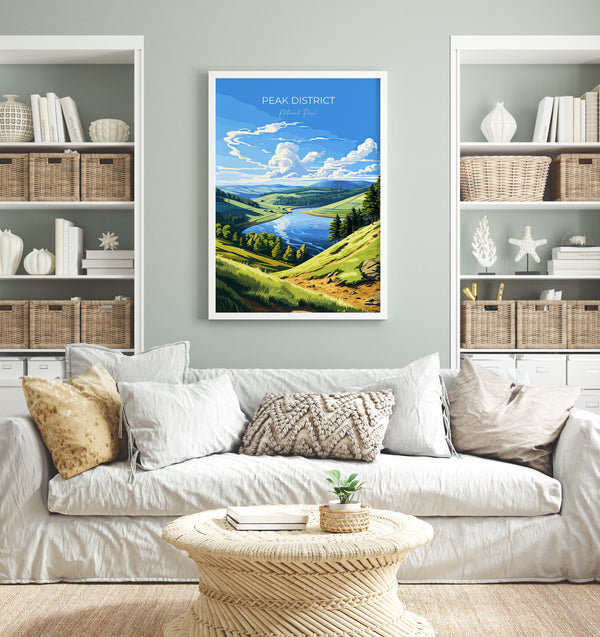 Peak District Travel Poster Wall Art, Travel Print of Peak District, Peak District Art Lovers Gift, English Countryside