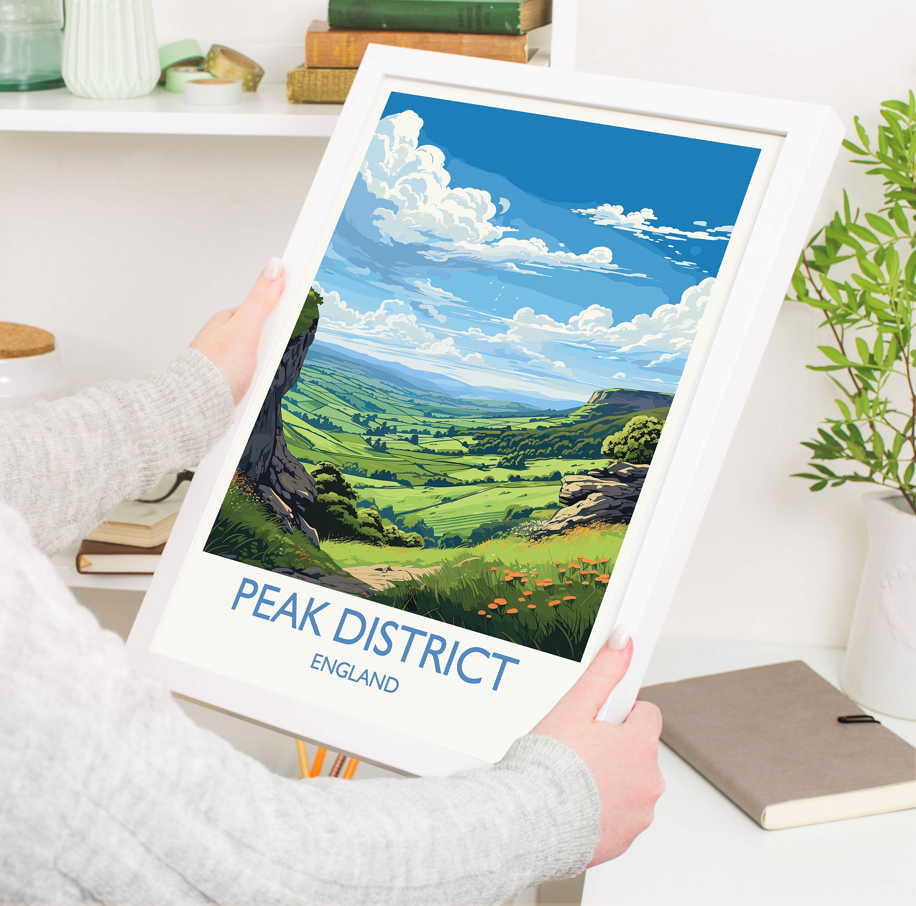 Peak District Travel Print Wall Art, Travel Poster of Peak District, Peak District Art Lovers Gift, English Countryside NQ Media Designs