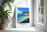 Seatown Travel Print Wall Art, Travel Poster of Seatown, England, Dorset Coast Art Lovers Gift, Dorset Wall Decor NQ Media Designs