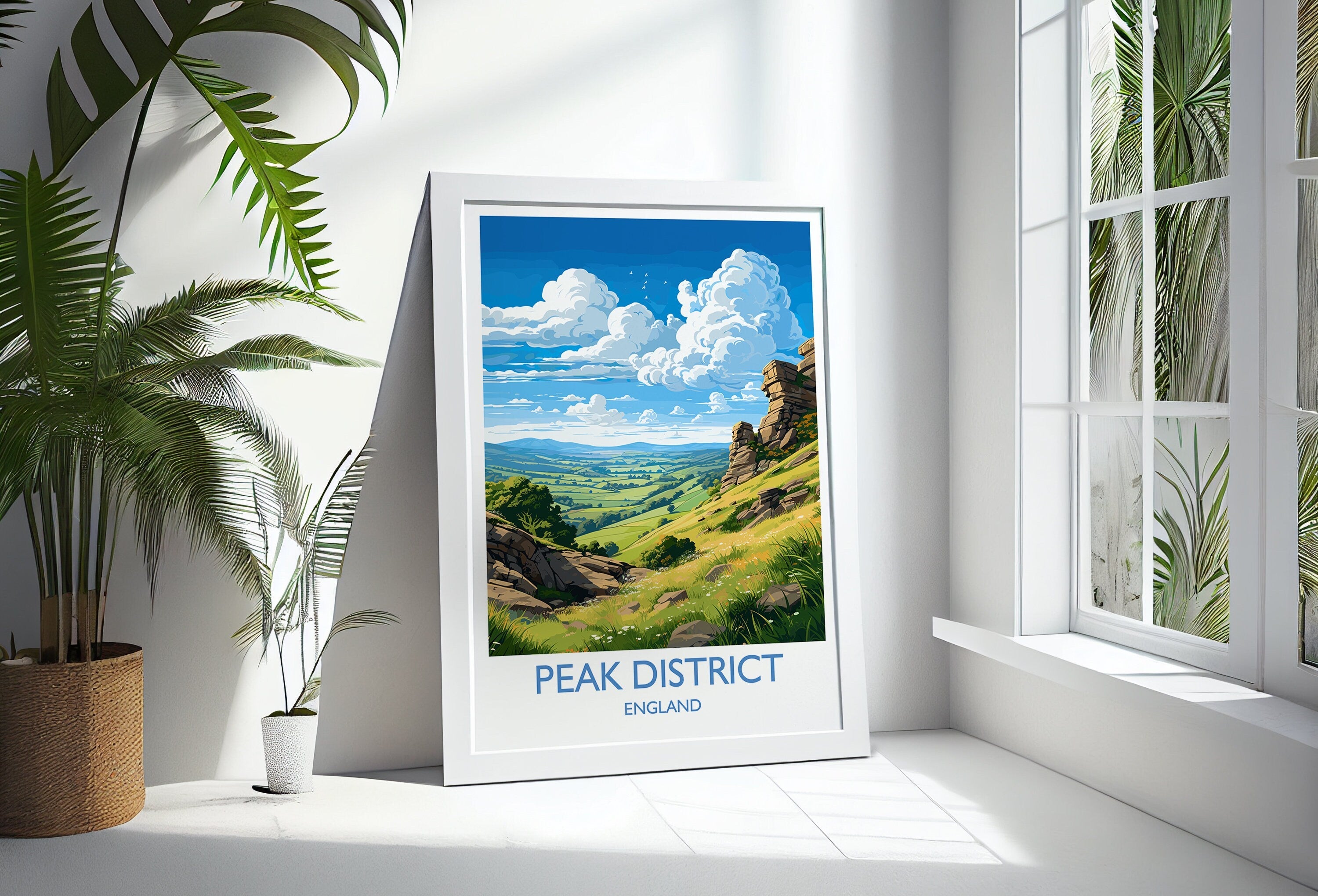 Peak District Travel Print Wall Art, Travel Poster of Peak District, Peak District Art Lovers Gift, English Countryside NQ Media Designs