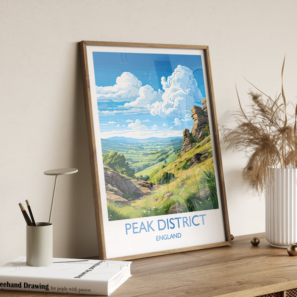Peak District Travel Print Wall Art, Travel Poster of Peak District, Peak District Art Lovers Gift, English Countryside