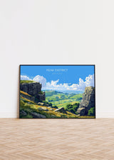 Peak District Landscape Travel Poster Wall Art, Travel Print of Peak District, Peak District Art Lovers Gift, English Countryside NQ Media Designs