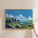 Peak District Landscape Travel Poster Wall Art, Travel Print of Peak District, Peak District Art Lovers Gift, English Countryside NQ Media Designs