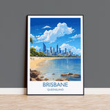 Brisbane Travel Print, Travel Poster of Brisbane , Queensland Art, Australia Art Lovers Gift, Brisbane Wall Art NQ Media Designs