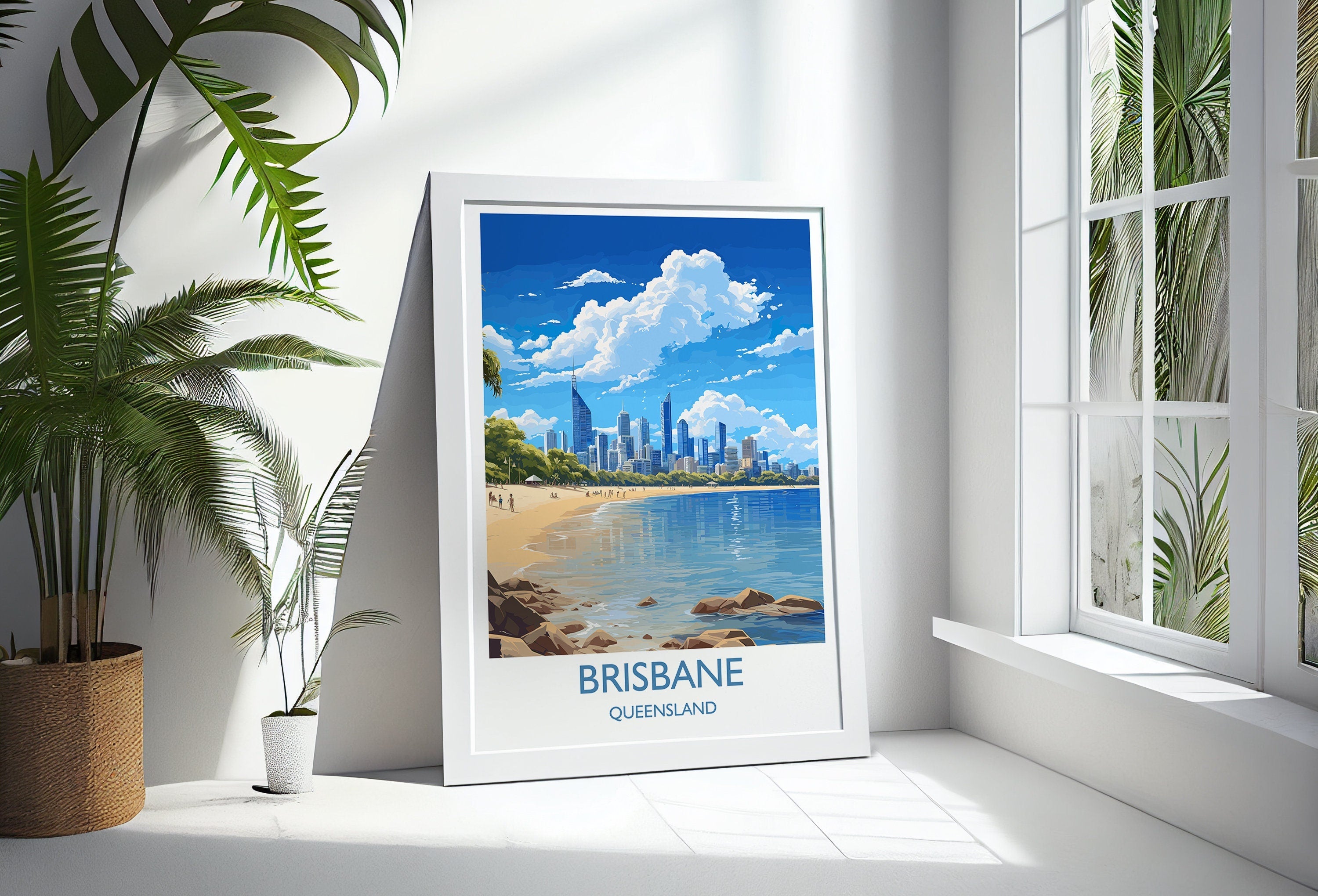 Brisbane Travel Print, Travel Poster of Brisbane , Queensland Art, Australia Art Lovers Gift, Brisbane Wall Art NQ Media Designs