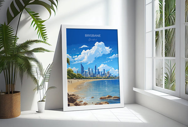 Brisbane Travel Poster, Travel Print of Brisbane , Queensland Art, Australia Art Lovers Gift, Brisbane Wall Art