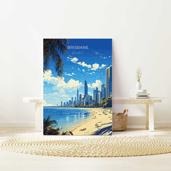 Brisbane Travel Poster, Travel Print of Brisbane , Queensland Art, Australia Art Lovers Gift, Brisbane Wall Art