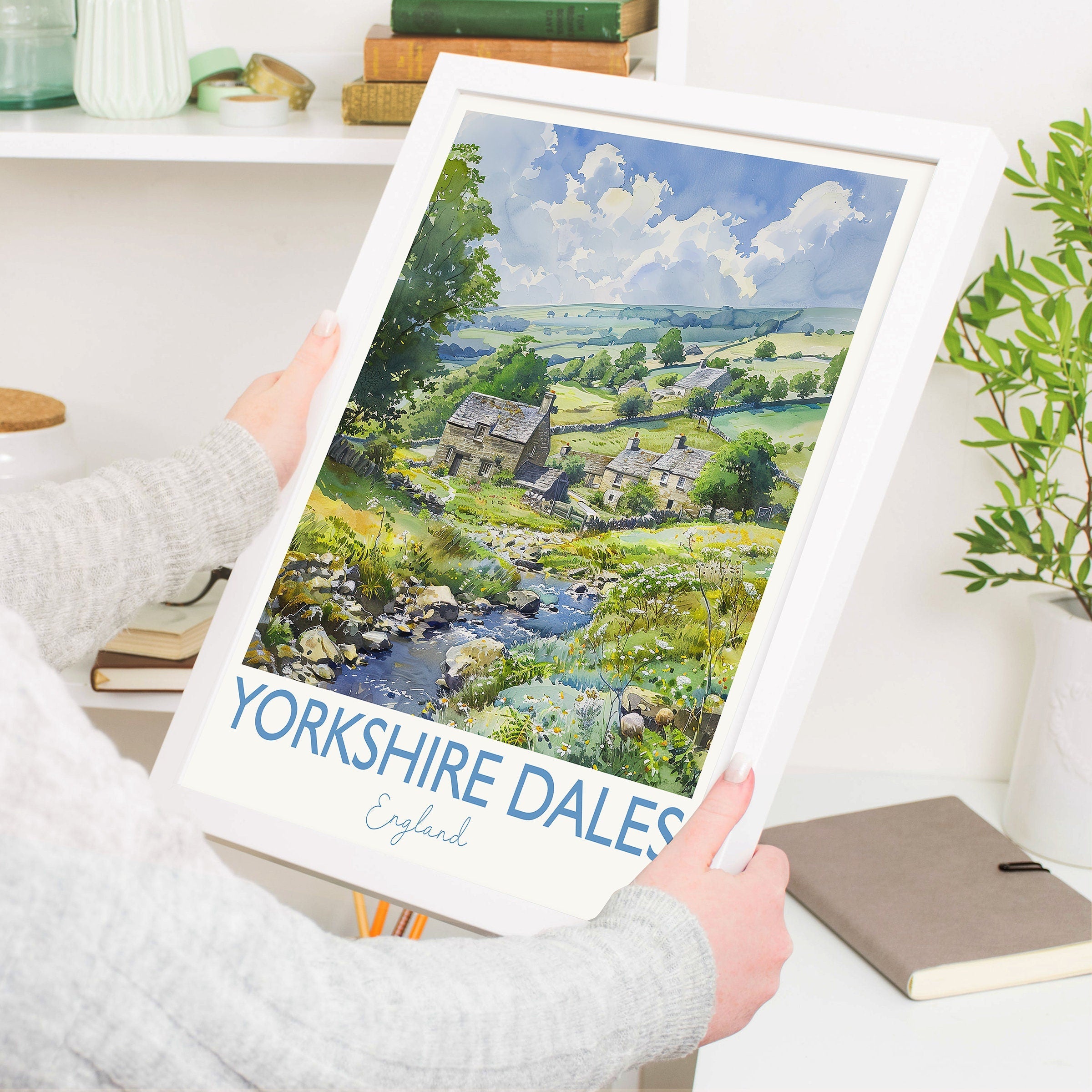 Yorkshire Dales Poster, Travel Print of Yorkshire Dales, England, Yorkshire Dales Art Lovers Gift, Travel Watercolour Gift NQ Media Designs