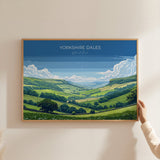 Yorkshire Dales Landscape Travel Poster Wall Art, Travel Print of Yorkshire Dales, Yorkshire Dales Art Lovers Gift, English Countryside NQ Media Designs