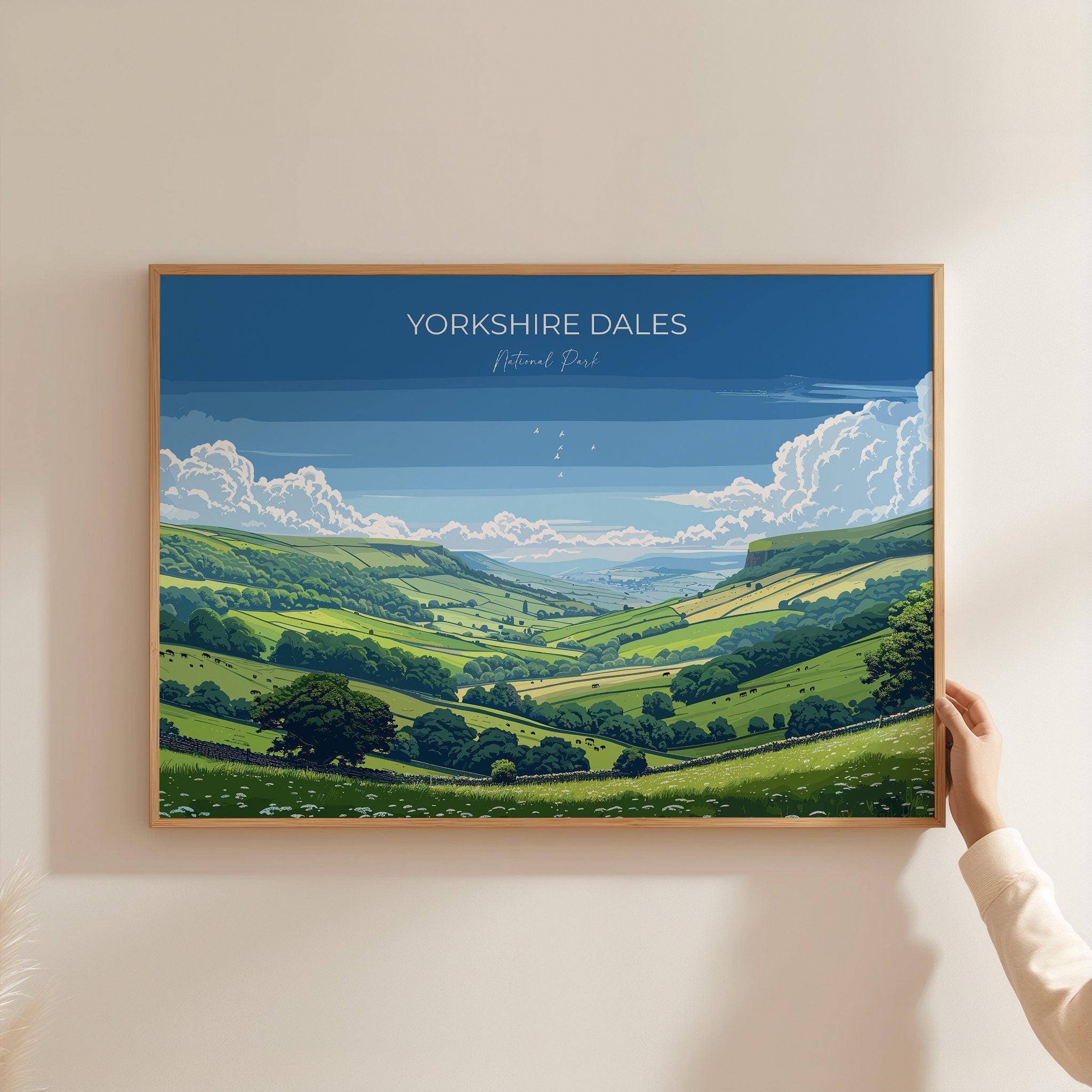 Yorkshire Dales Landscape Travel Poster Wall Art, Travel Print of Yorkshire Dales, Yorkshire Dales Art Lovers Gift, English Countryside NQ Media Designs