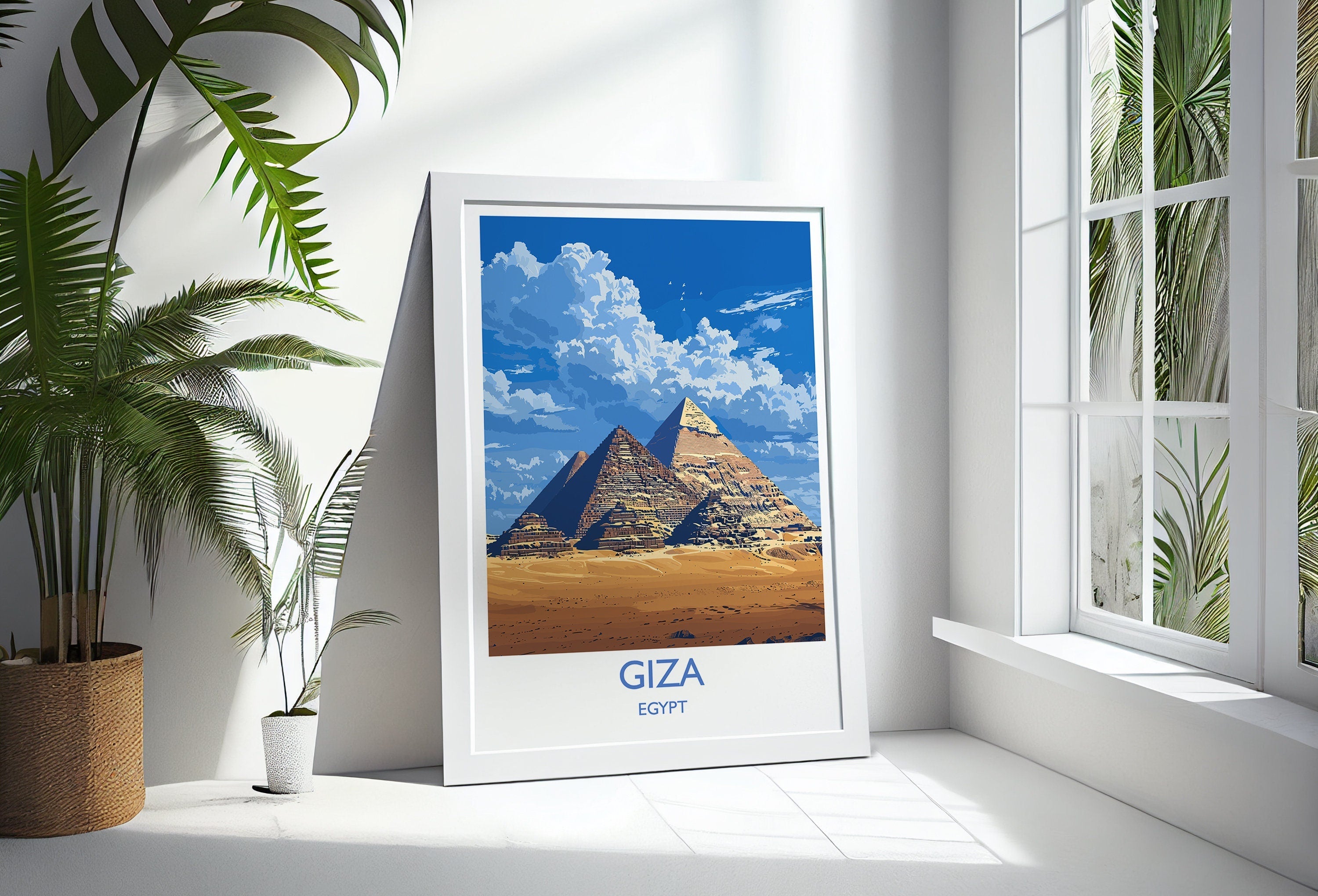 Giza Travel Print, Travel Poster of Giza, Egypt Art Lovers Gift, Giza Pyramids Wall Art NQ Media Designs