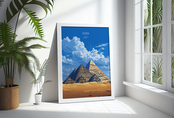 Giza Travel Poster, Travel Print of Giza, Egypt Art Lovers Gift, Giza Pyramids Wall Art