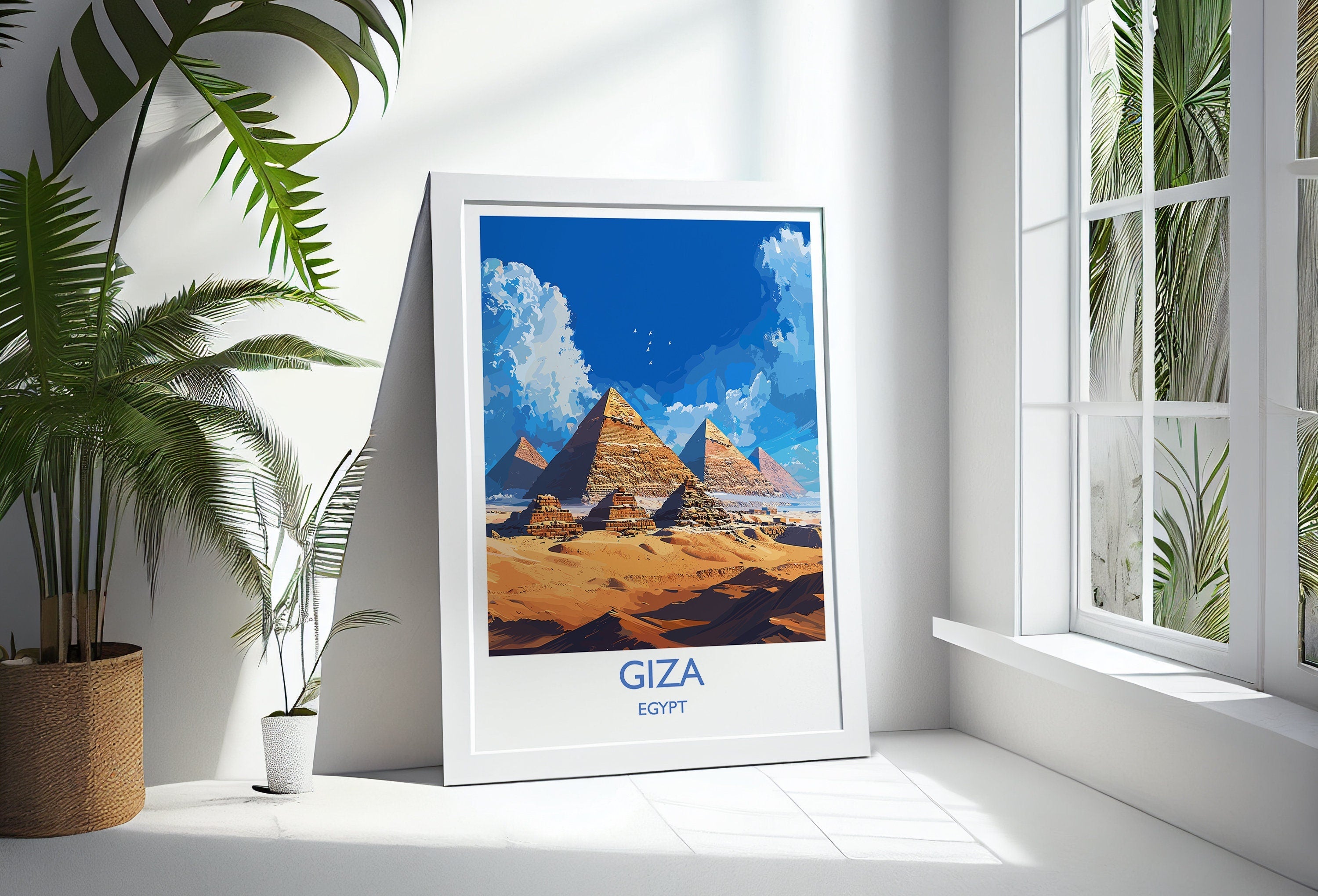 Giza Travel Print, Travel Poster of Giza, Egypt Art Lovers Gift, Giza Pyramids Wall Art NQ Media Designs