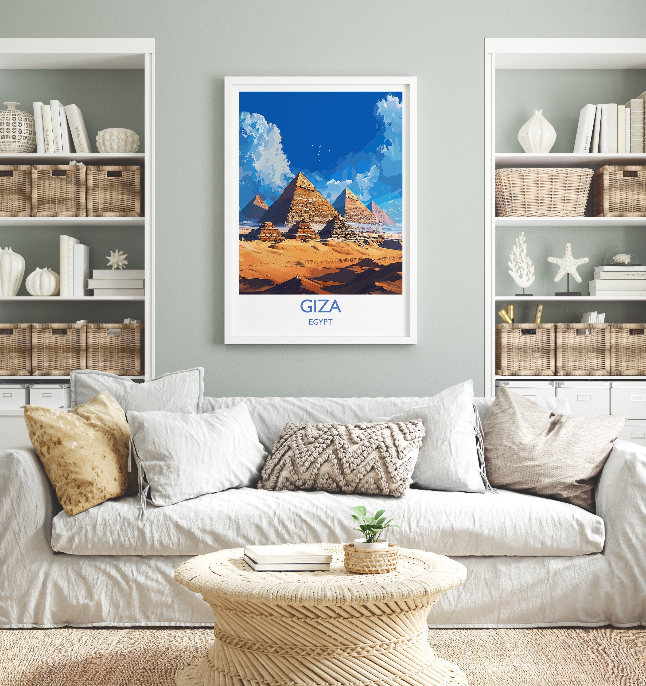 Giza Travel Print, Travel Poster of Giza, Egypt Art Lovers Gift, Giza Pyramids Wall Art NQ Media Designs