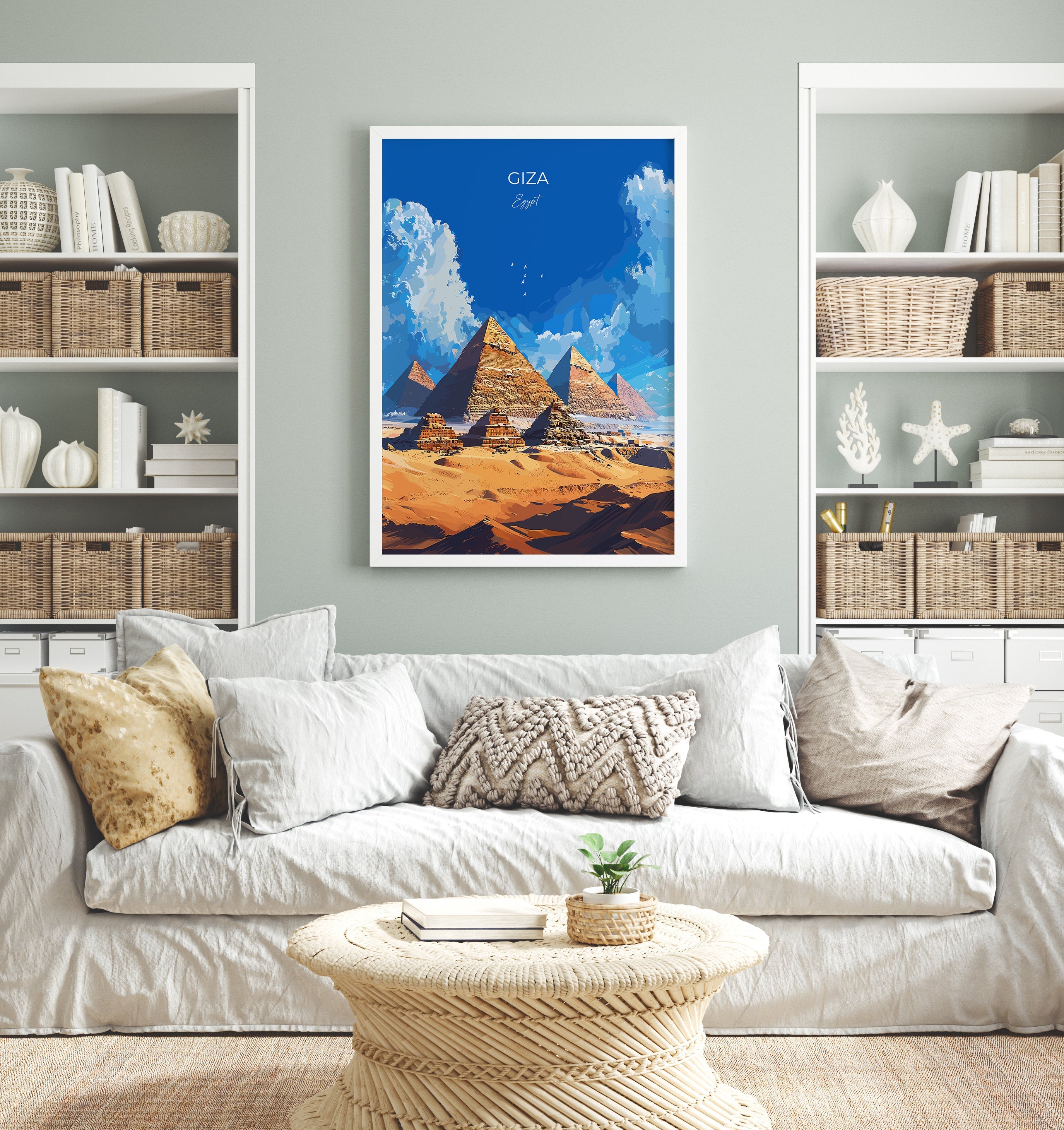 Giza Travel Poster, Travel Print of Giza, Egypt Art Lovers Gift, Giza Pyramids Wall Art NQ Media Designs