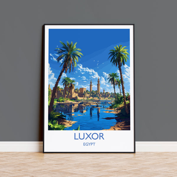 Luxor Travel Print, Travel Poster of Luxor, Egypt Art Lovers Gift, Luxor Wall Art