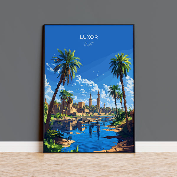 Luxor Travel Poster, Travel Print of Luxor, Egypt Art Lovers Gift, Luxor Wall Art