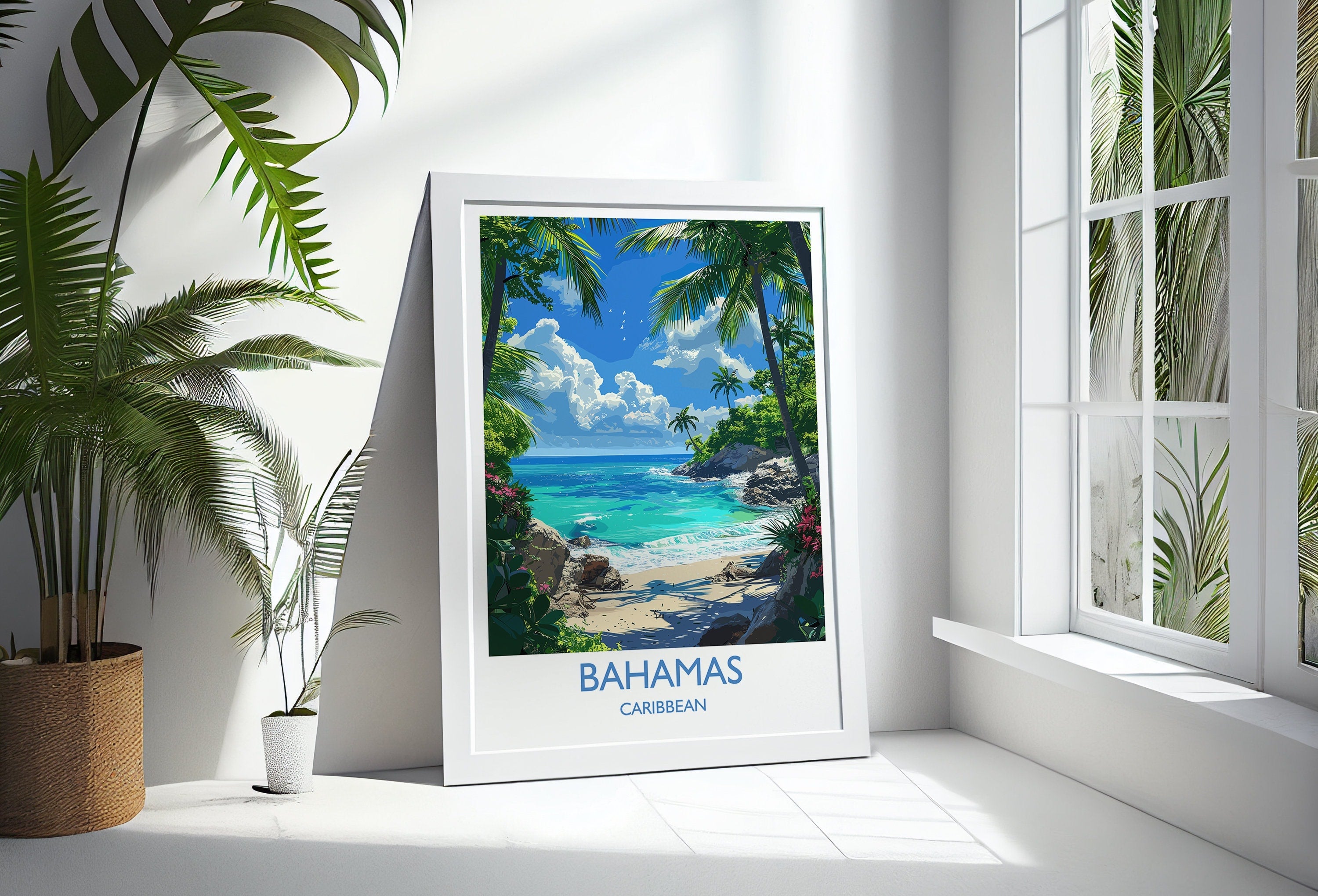 Bahamas Travel Print, Travel Poster of Bahamas, Caribbean, Bahamas Art Lovers Gift, Caribbean Gift, Wall Art Print NQ Media Designs