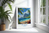 St Lucia Travel Print Wall Art, Travel Poster of St Lucia, Caribbean, St Lucia Art Lovers Gift, Caribbean Gift, Wall Art Print NQ Media Designs